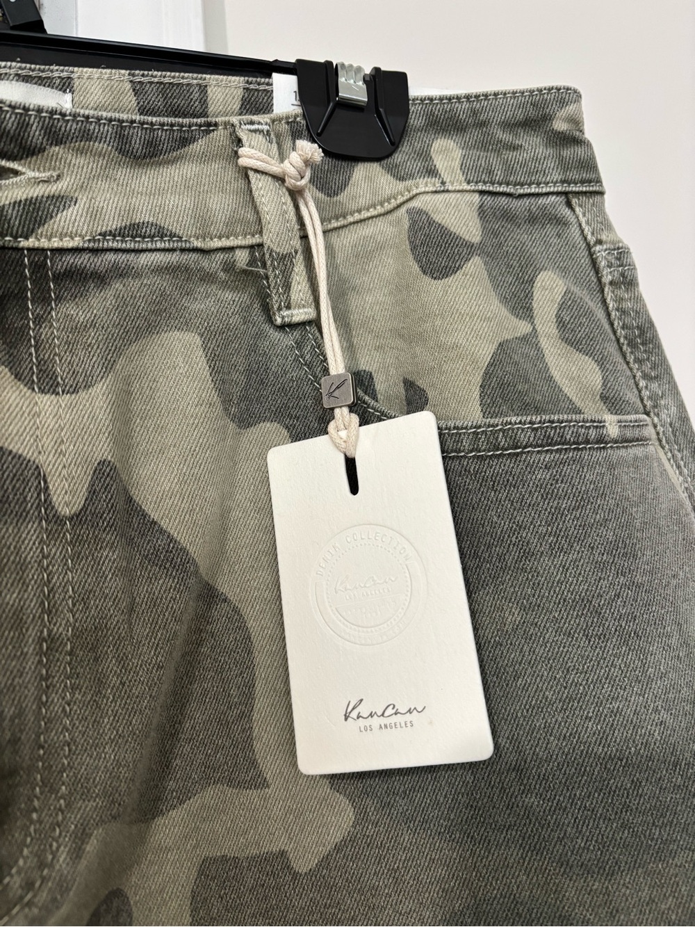 KanCan Camo Wide Leg Jeans in Olive Green and Tan - Picture 2 of 5
